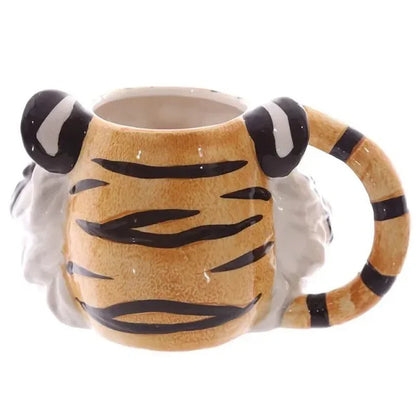 3D Animal Head Ceramic Mug — Dog · Lion · Leopard · Tiger Painted Cartoon Coffee Cup, Cute Children's Room Gift