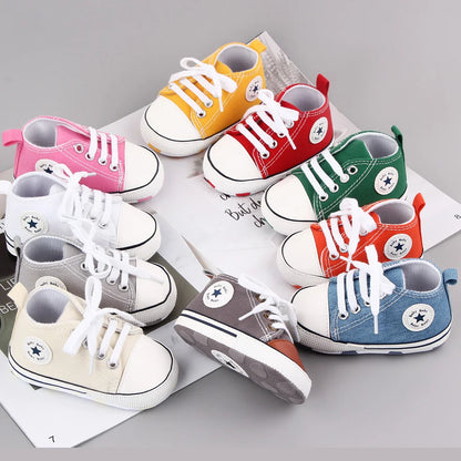 New Baby Shoes Boys Girls Classic Canvas Casual Sneakers Newborn First Walker Toddler Soft Sole Non-Slip Walking Shoes