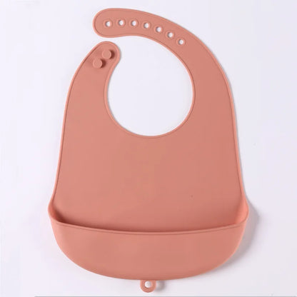 1-Piece Silicone Baby Bib – Waterproof Solid Feeding Bib for Toddlers, Boys & Girls, Saliva-Proof Lunch Apron - Kidzy Market