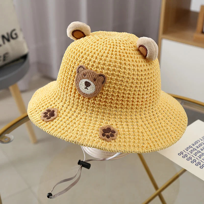 Baby & Toddler Bucket Hat with Bow — One Size Summer Beach Sun Cap, Cute Cartoon Princess Fisherman/Panama Style, Unisex