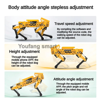 AI Robot Dog, ESP32 Quadruped Visual Bionic Metal Robot for Arduino, Python Graphical Programmable DIY Kit