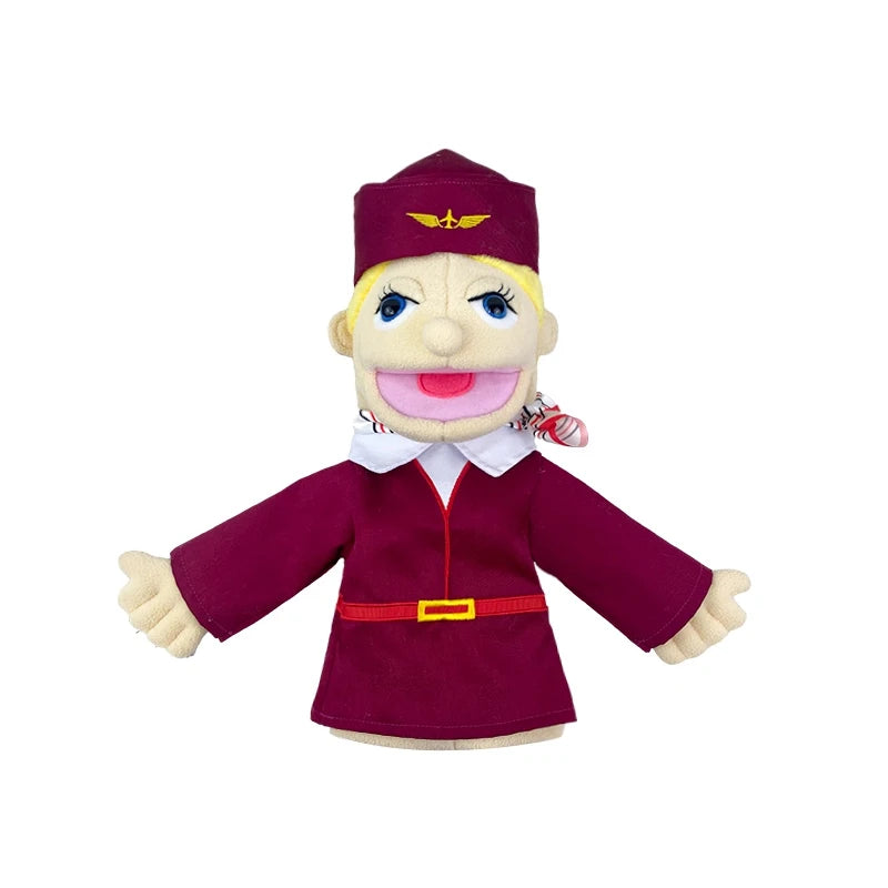 Big Plush Hand Puppets, Cartoon Doctor Police Nurse Teacher Ventriloquism Dolls