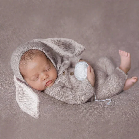 Ylsteed 2-Piece Set Knitted Newborn Rabbit Costume for Photo Shooting – Easter Baby Photography Props