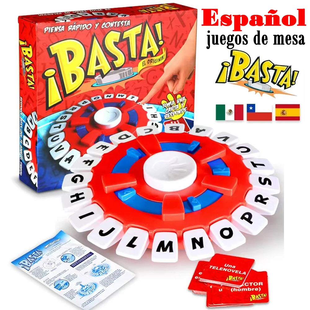 Spanish Basta Game - Fast-Paced Family Gathering Letter Toy - Learning Letters for Adults & Children - Juegos de Mesa