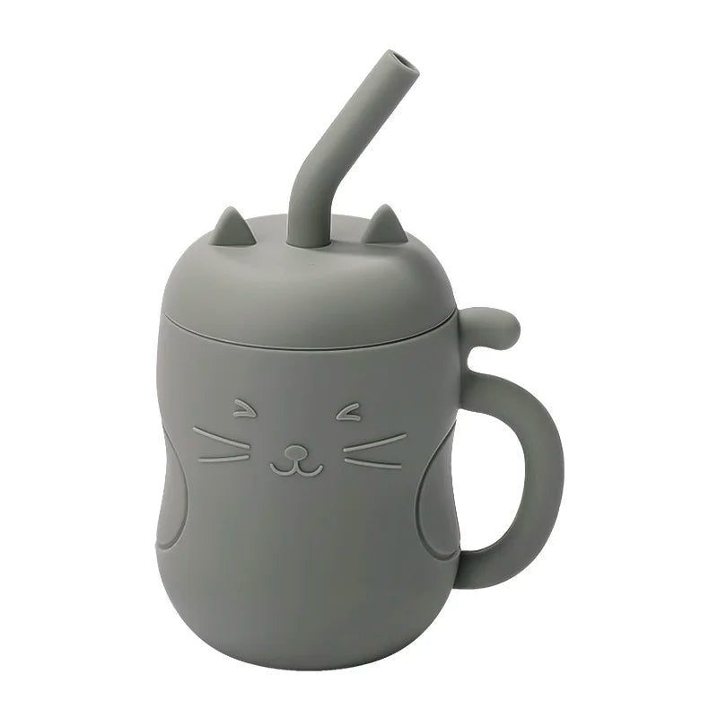 1pc Baby Silicone Straw Cup - BPA-Free, Portable Snack Container, Leakproof Kids Learning Drink Cup & Feeding Cup