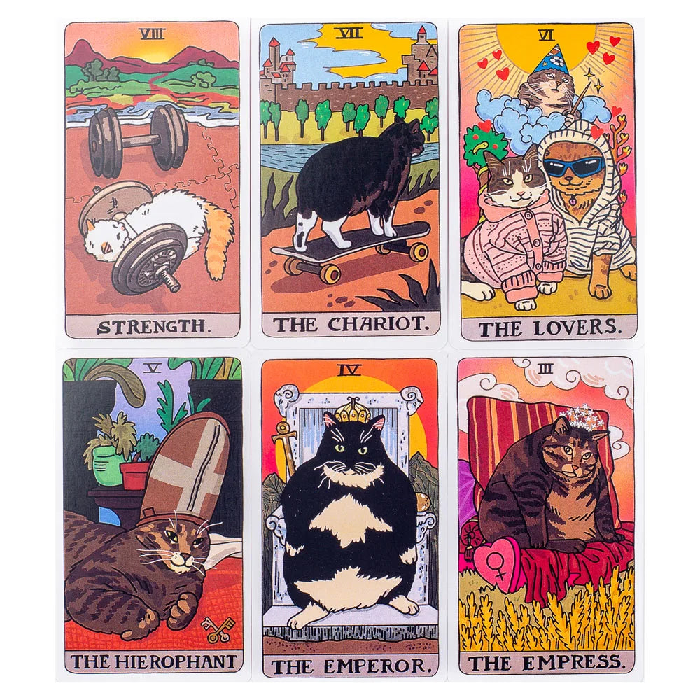Cat Meme Tarot Deck (Funny Witchy Cat, 22 Major Arcana, Divination Board Game, 4.1 x 2.4 in)