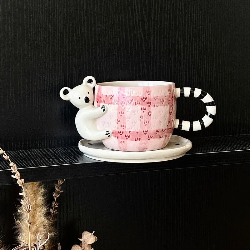 260ml Koala Ceramic Mug (8.8 fl oz) – Hand-Painted 3D Cute Japanese-Style Coffee Cup, 1-Piece