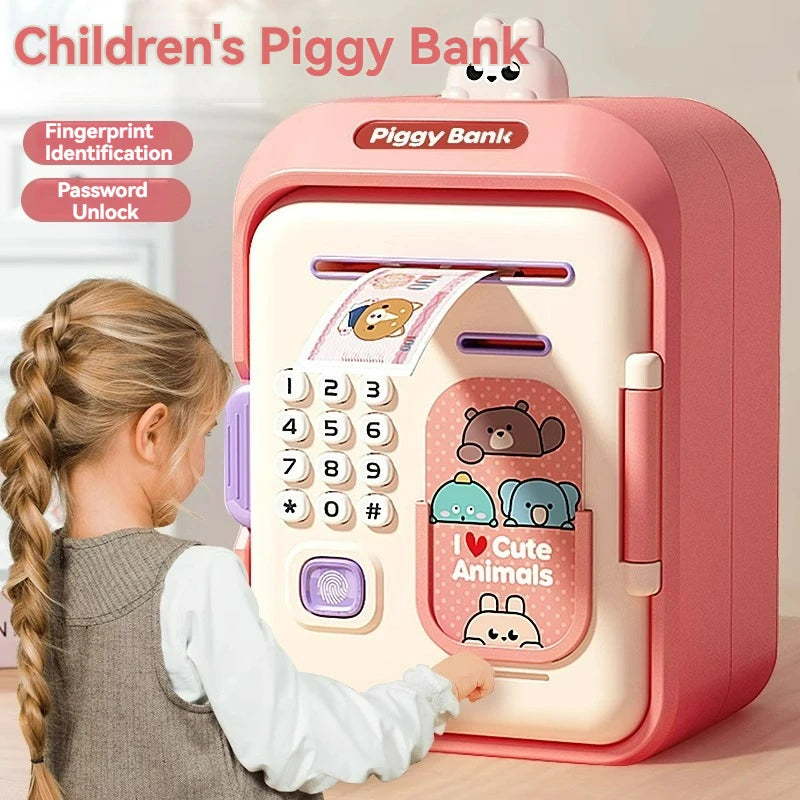 Electronic Piggy Bank with Password Safe Smart Fingerprint Automatic Banking Children's Gift Money Box