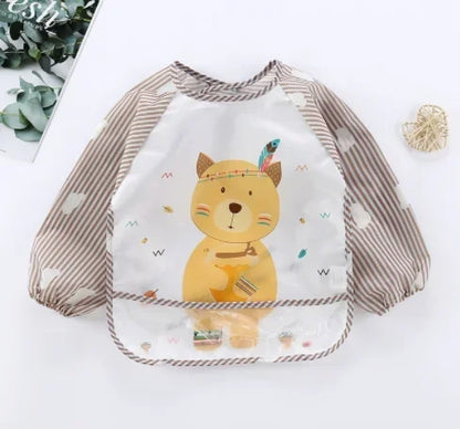 Baby Boys & Girls Burp Cloth Bandana Bibs – Long Sleeve Scarf, Waterproof Toddler Art Smock, Feeding Bib Apron with Pocket for 1-3 Year Olds - Kidzy Market