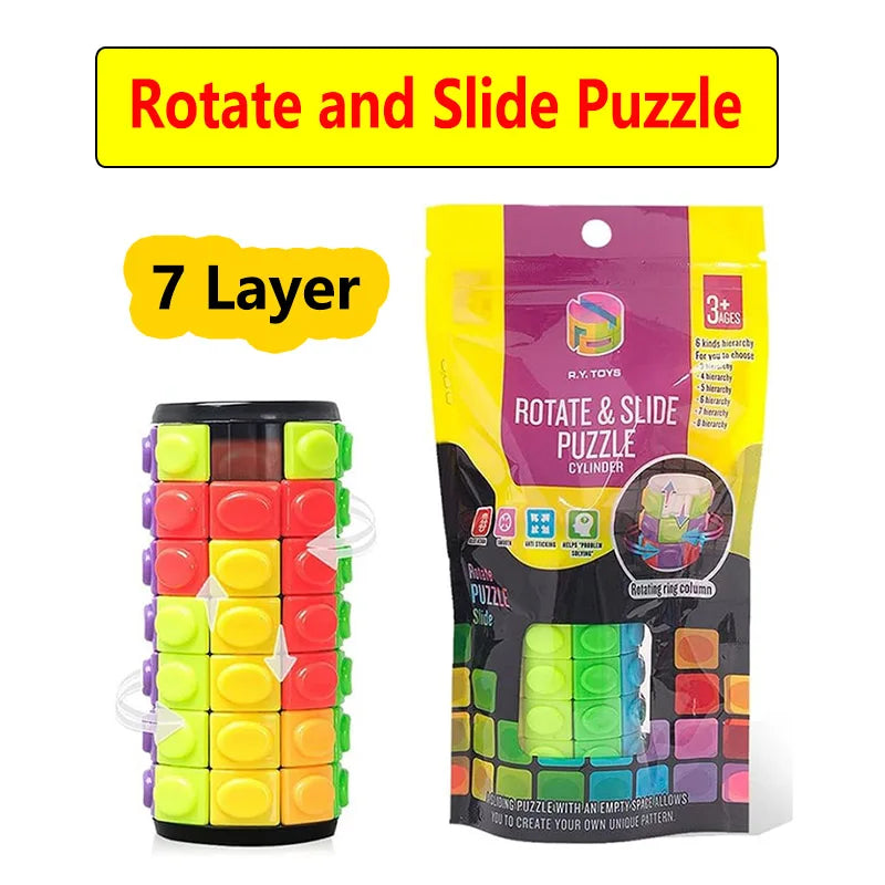 7-Layer Cylinder Cube Corn Shape 3D Magic Tower Intelligence Development Decompression Toy DIY Cylindrical Puzzle