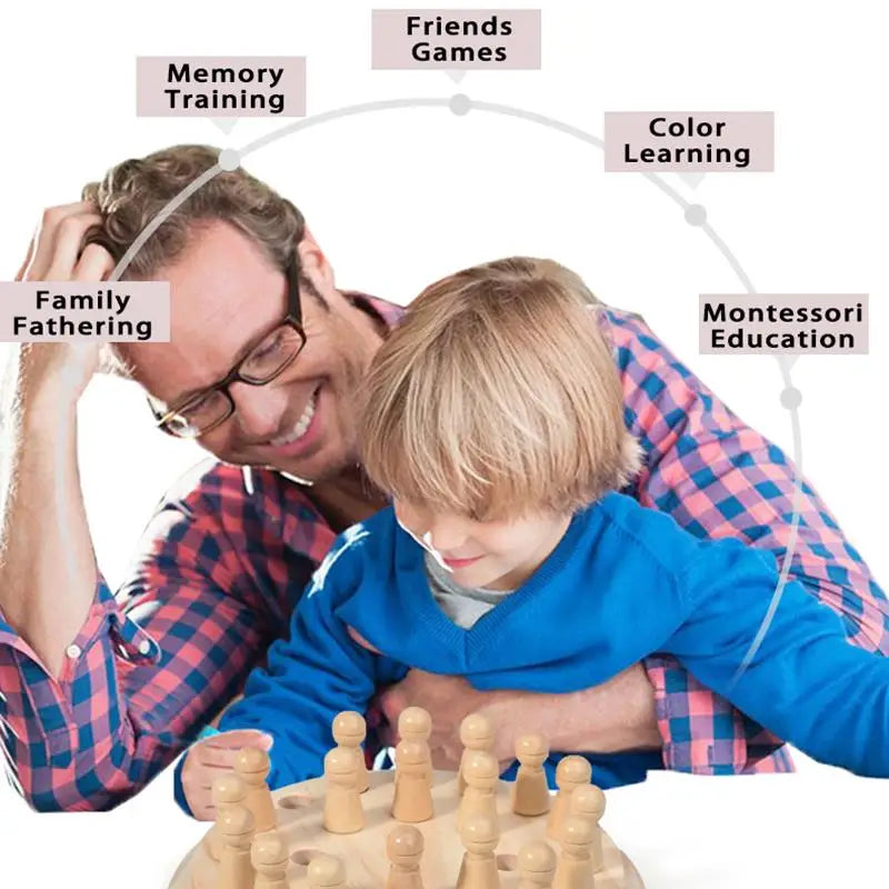 Wooden Memory Match Stick Chess (Color Game Board Puzzle, Montessori Educational Toy, Cognitive Learning for Children)
