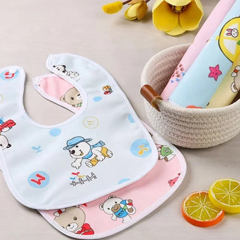 Cotton Baby Bibs | Thickened Waterproof & Absorbent Feeding Bibs | Cartoon Pattern Burp Cloths for Baby Protection - Kidzy Market