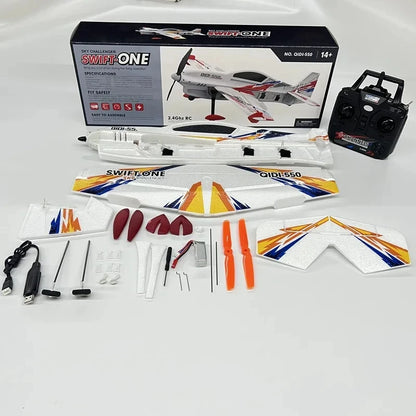 QIDI-550 3D RC Airplane – 500mm Wingspan with One-Key Stunt and 6-Axis Gyro Flight Control