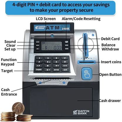 Electronic Piggy Bank ATM Password Money Box Coin and Cash Saving Box Credit Card Coin Counting Automatic Deposit Christmas Gift