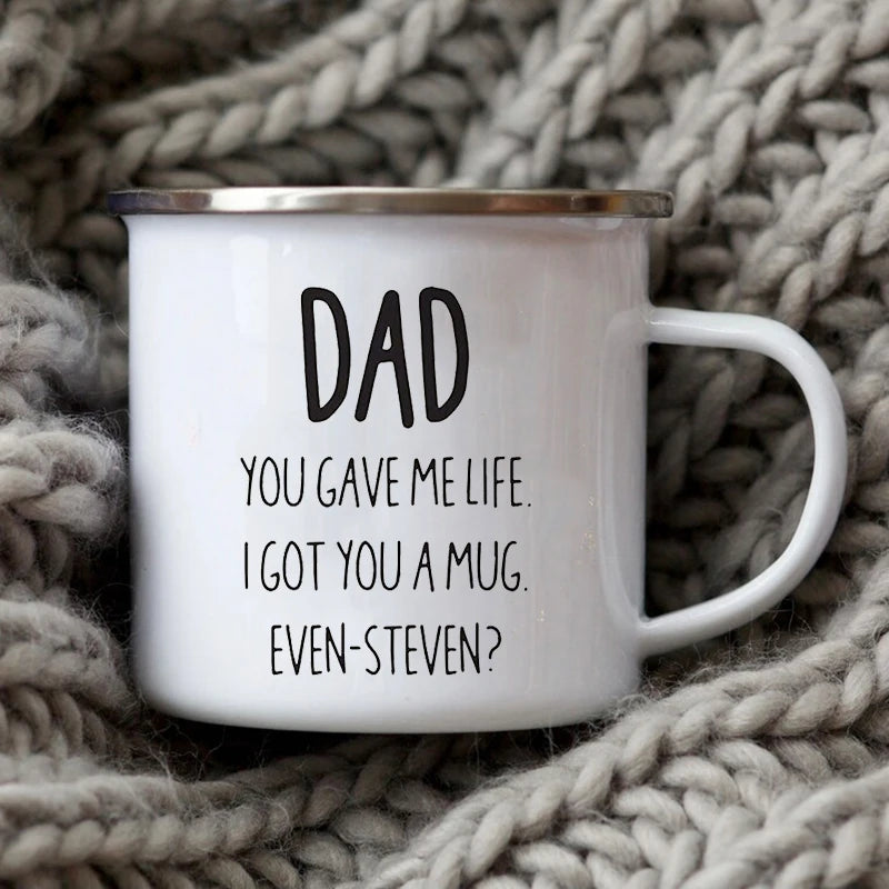 Dad Nutritional Facts Enamel Coffee Mug – Best Dad Ever Gift from Kids – Father's Day Gift for Papa, Daddy, Stepdad