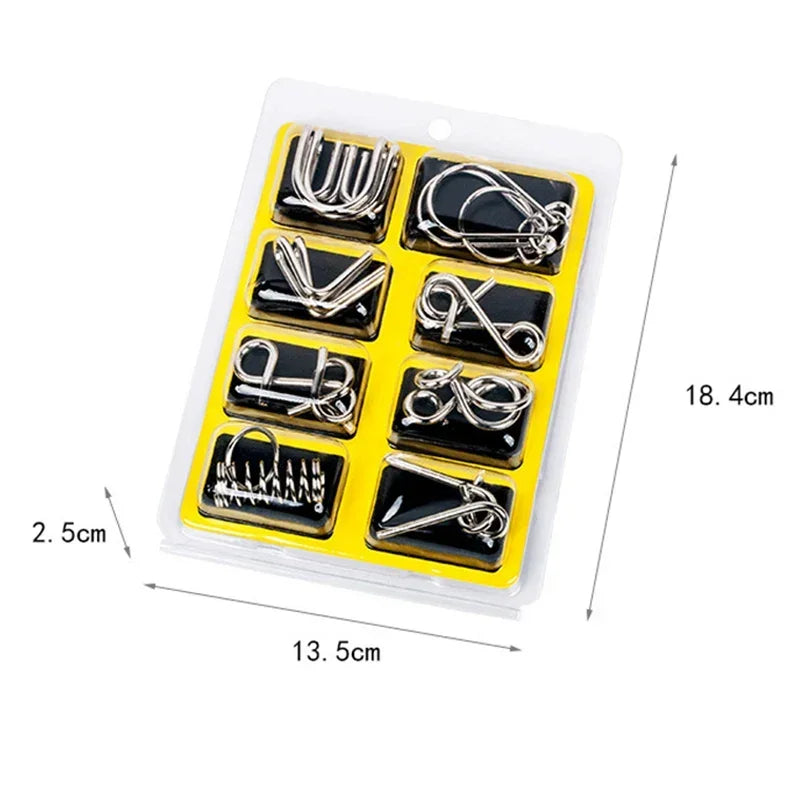8Pcs/Set Metal Montessori Puzzle Wire - IQ Mind Brain Teaser - Interactive Game for Children & Adults - Educational Toy