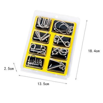 8Pcs/Set Metal Montessori Puzzle Wire - IQ Mind Brain Teaser - Interactive Game for Children & Adults - Educational Toy