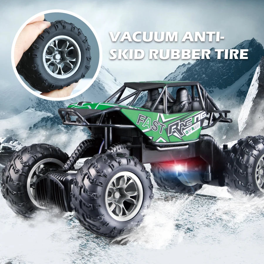 4-Way Remote Control Car with Lights and Anti-Slip Rubber Tires