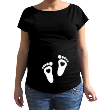 Summer Maternity Short Sleeve T-shirt Women Clothing Pregnant Zipper Twins Print Plus Size S-3XL Funny T-shirt Top Tees