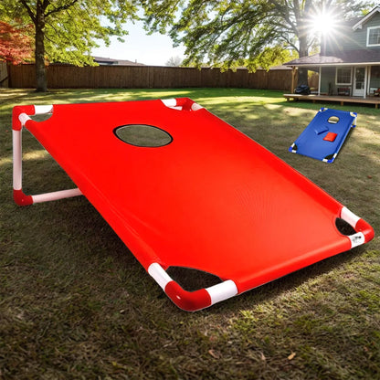 Portable Cornhole Set with 3 Red and 3 Blue Bags Toss Game for Kids Adults Family Outdoor Yard Beach BBQ Camping Lawn