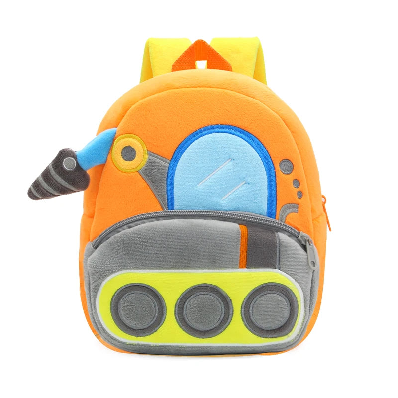 Cartoon Excavator Engineering Backpack for Kids – Plush 2-4 Years Old Small School Bag & Toy Backpack - Kidzy Market