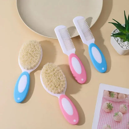 2PCS Baby Hair Brush Set – Soft Bristles Cradle Cap Brush for Newborns & Toddlers, Infant Bathing Comb, Baby Care Gift Accessories