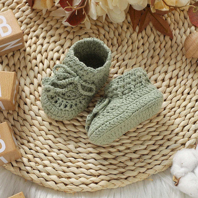 Handmade Knitted Baby First Walkers – 0-1Y Unisex Soft Bottom Cotton Anti-Slip Toddler Sneakers