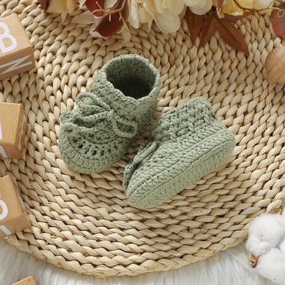 Handmade Knitted Baby First Walkers – 0-1Y Unisex Soft Bottom Cotton Anti-Slip Toddler Sneakers