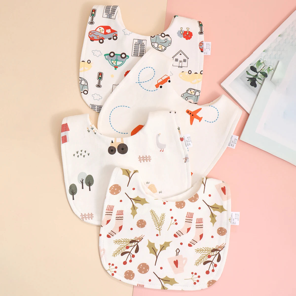 4pcs Soft Cotton Baby Bibs – Adjustable Bandana Burp Cloths for Newborns & Toddlers - Kidzy Market