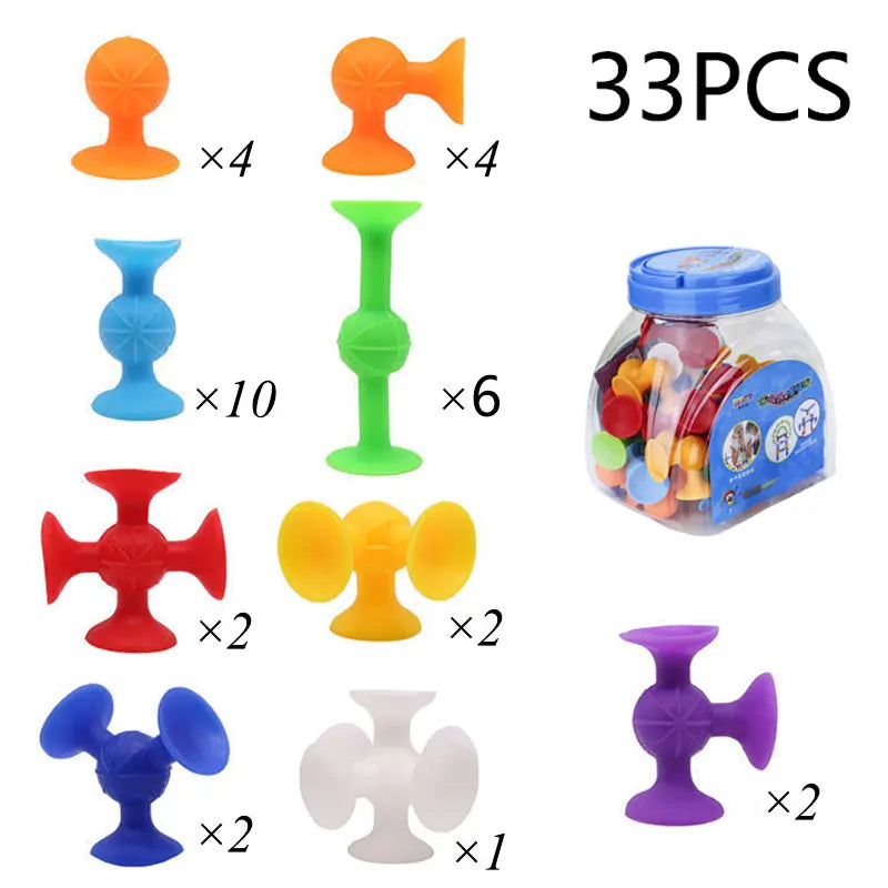 Montessori Animal Silicone Soft Building Blocks – DIY Suction Cup Assembly for Sensory Play and Educational Toy for Children