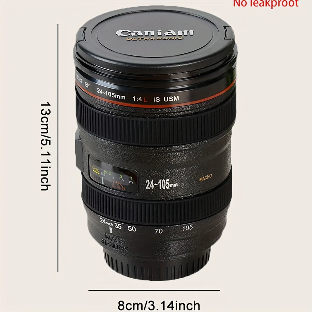Camera Lens Coffee Mug - Lens-Shaped Novelty Travel Mug, Photographer Gift (1-Pack)