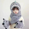3-in-1 Plush Animal Hood – Winter Hat, Scarf & Gloves Set for Women & Girls, Cozy Christmas Dress-Up