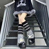 Y2K Punk Knitted Leg Warmers - Star Gothic Cross Harajuku Women Heart Two-Side Wear Loose Fit Leg Covers | JK Thigh High Lolita Socks