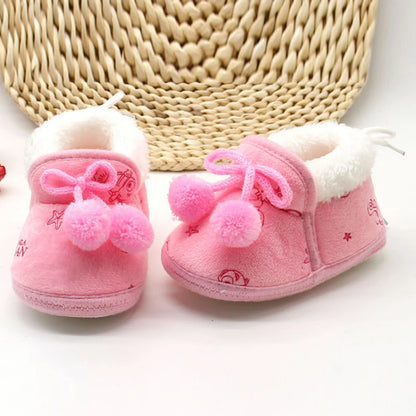 Winter Warm Newborn Baby Boy Girl Boots, Cute Bear Soft Toddler Shoes, First Walkers Anti-slip Booties, Infant Fur Snow Boots (0-18M)