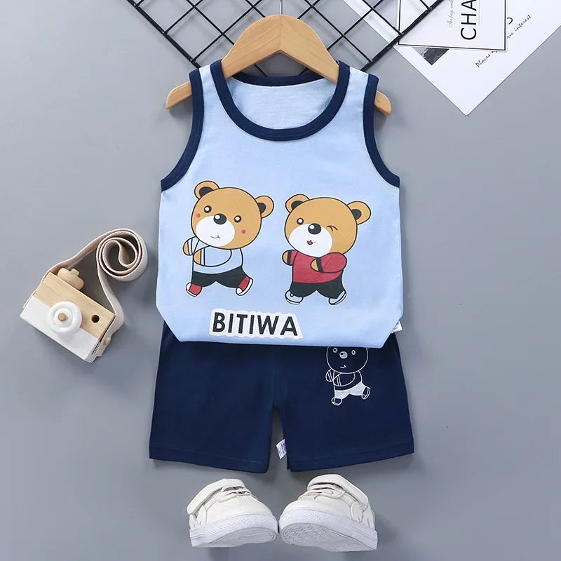 Summer Baby Clothes Set – Casual Baby Boy Clothing Set with T-shirt & Shorts – Kids Unisex Short Sleeve Sports Outfit – Infant Baby Girl Clothes