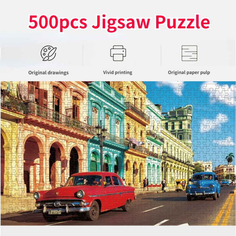 46x28cm Jigsaw Puzzles, 500 Pieces Paper Picture, Landscape Oil Painting Art Puzzle, Decompression Toy for Adults, Family Game