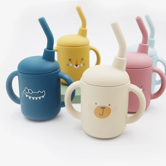 New Cartoon 120ML Baby Silicone Sippy Cup - BPA-Free, Portable Snack Storage Container, Leakproof Trainer Feeding Cup