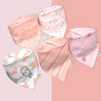 5-Piece Set – Baby Saliva Towel & Triangle Bandana Bibs – Pure Cotton Waterproof Absorbent Cloth for Newborn Boys & Girls - Kidzy Market