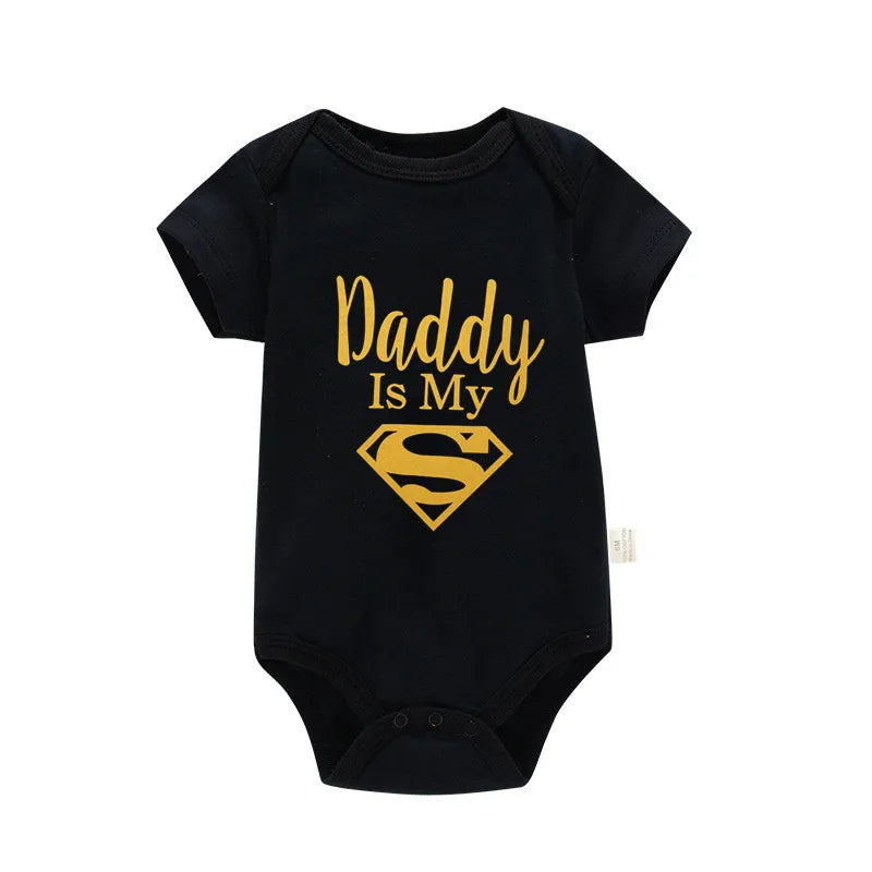Newborn Baby Romper – "Daddy Is My Hero" Funny Print Bodysuit – Cute & Casual Infant Jumpsuit for Baby Boys & Girls