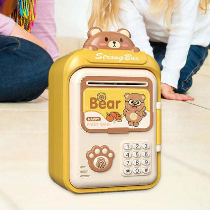 Electric ATM Money Bank Automatic Roll Cash Security Box Kids Piggy Bank with Password Lock Birthday Gift
