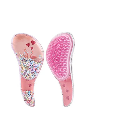 New Cute Hairdressing Comb for Kids - Anti-Knot Massage Flowing Bead Comb for Girls - Dress Up, Makeup Toy Gifts