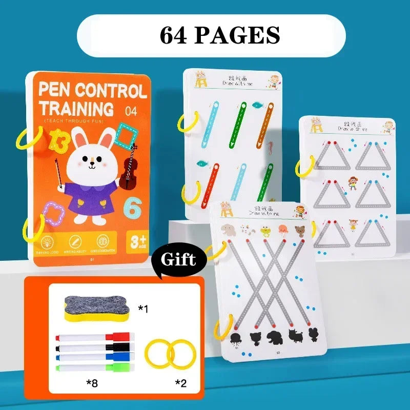 Magical Reusable Tracing Workbook for Kids Pen Control Montessori Practice