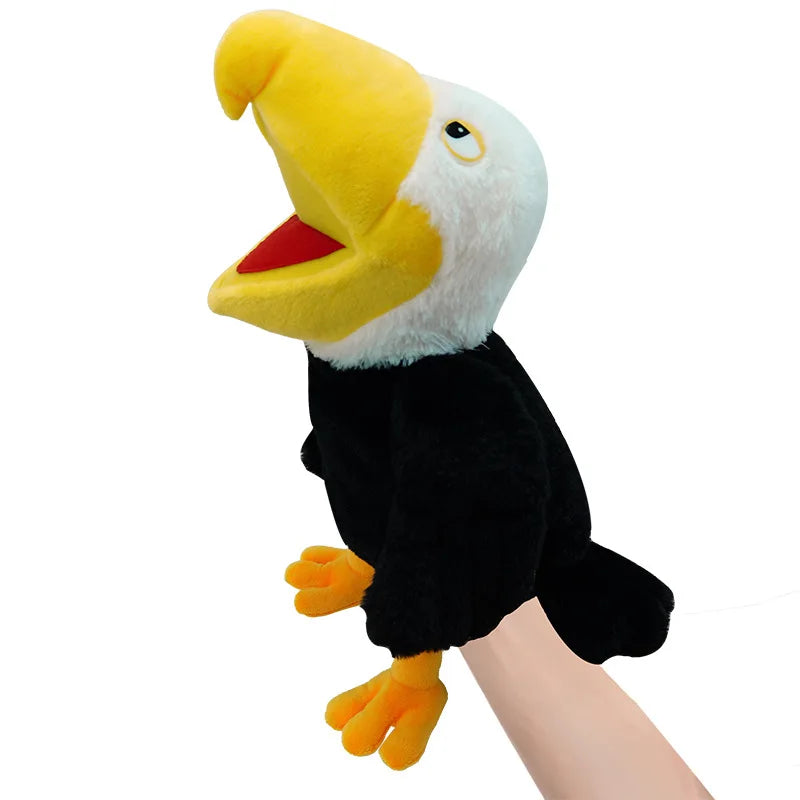 Bird Plush Hand and Finger Puppets, Parrot Owl Eagle Flamingo Peacock Educational Toy
