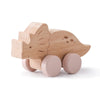 Beech Wood Cartoon Dinosaur Car Teether Montessori Wooden Baby Toy for Teething & Grip Development