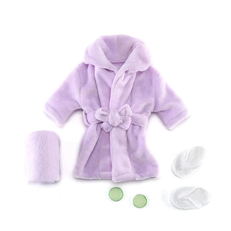 Baby Photography Props Baby Hooded Robe with Belt Bathrobes Bath Towel Cucumber Slipper Set Creative Photo Outfit for 0-3 Months – view 17