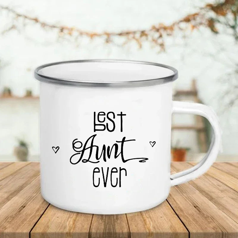 Best Mom/Dad Ever Enamel Mug - Funny 'Best Mom/Dad Ever' Coffee & Tea Cup with Handle - Gift for Mom & Dad