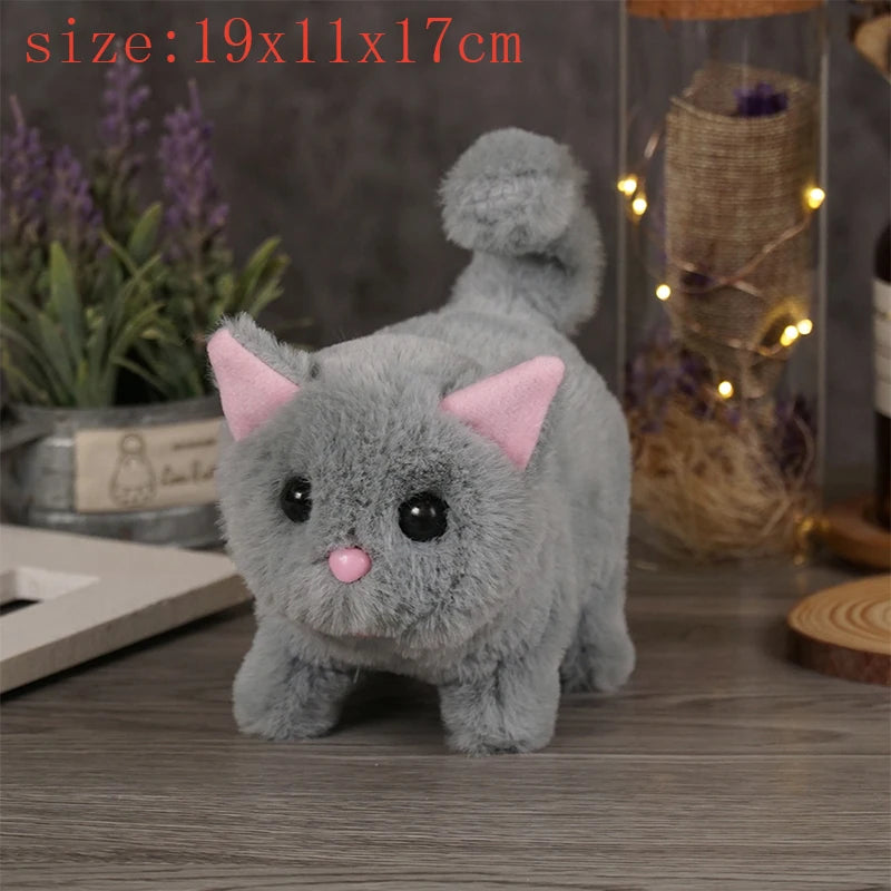 Simulation Interactive Cat Plush Toy – Walking, Tail Wagging, Head Shaking – Electronic Stuffed Doll Gift