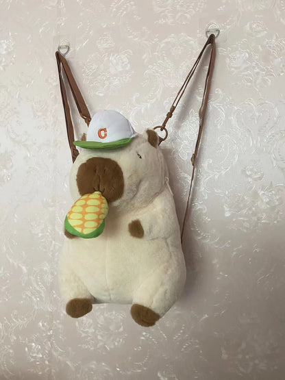 Capybara Plush Backpack – Kawaii Fashion Fur Plushie Shoulder and Mini Knapsack Bag for Kids and Girls