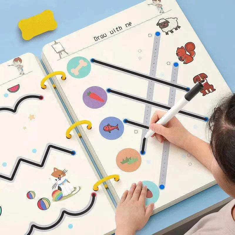 Magical Reusable Tracing Workbook for Kids Pen Control Montessori Practice