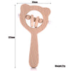 1-Pack Beech Wood Baby Teether - Wooden Animal Ring Nursing Pendant Rattle Chew Toy Rabbit Owl